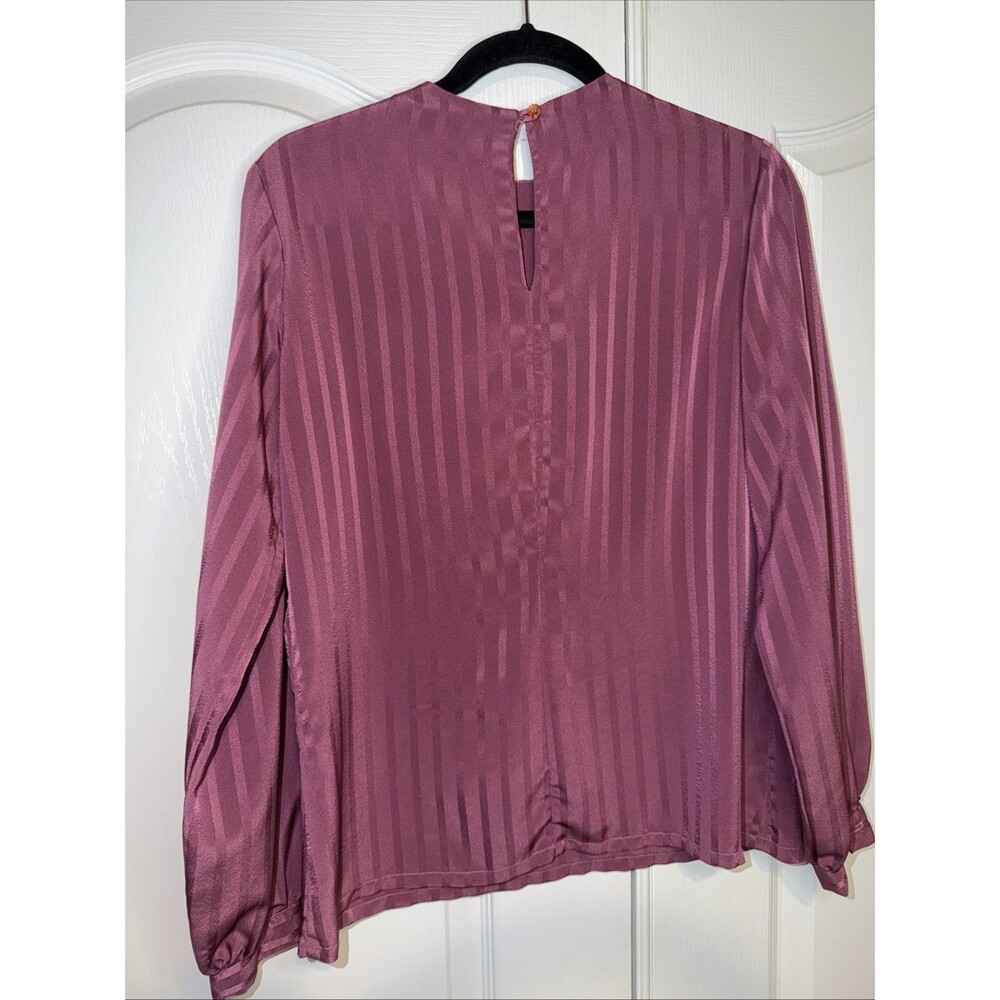 Vintage Bethany Blouse Womens 11/12 Purple Retro 70s Dainty Secretary to Disco - Picture 5 of 12